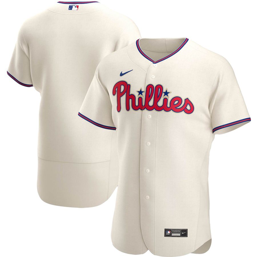 Mens Philadelphia Phillies Nike Cream Alternate Authentic Team MLB Jerseys